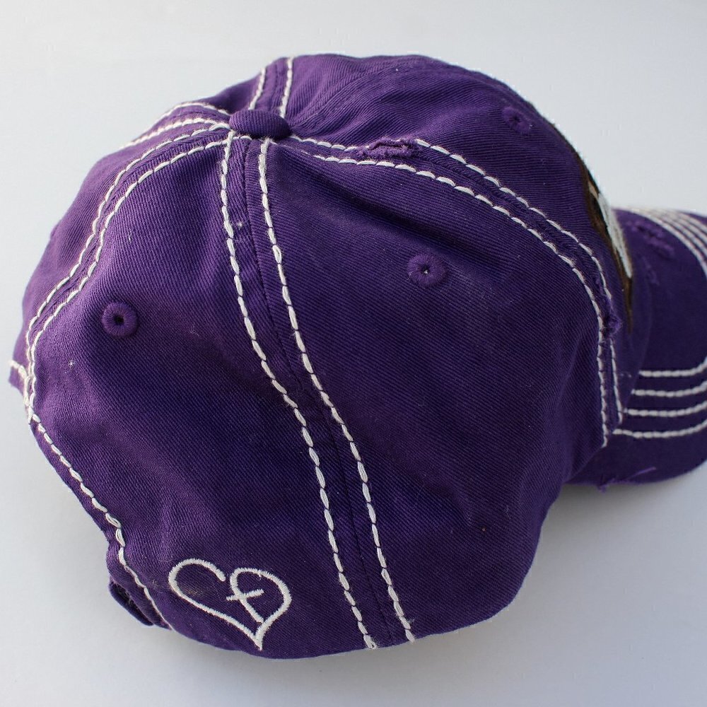 Blessed Leopard Print Purple Womens Distressed Baseball KBETHOS Cap Hat - Picture 4 of 6